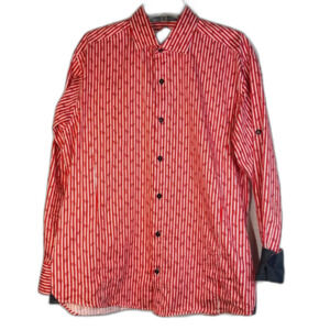 Bespoke Striped & paisley Men's Cotton Shirt contrast cuff size L button up